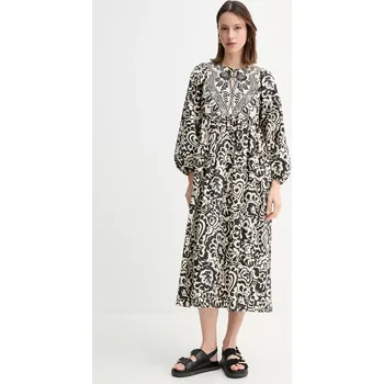 Dámské šaty Bavlněné šaty Weekend Max Mara béžová barva, midi, 2515221192600 01X, vel. 40