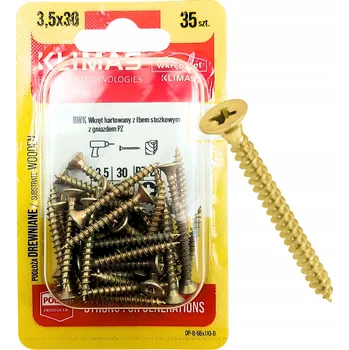 Vrták VRUTY DO DŘEVA KALENÉ 3,5x30mm PZ blister BWK Wkręt-met 35 ks