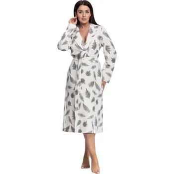 Dámský župan Velurový župan Jennifer ecru s kapradím XXL