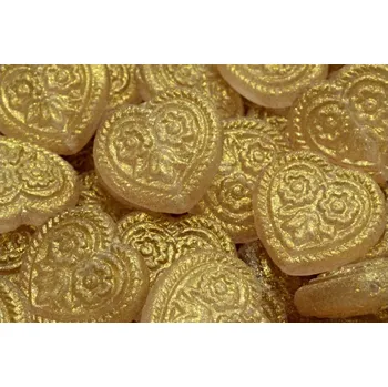 Korálek Korálky Srdíčka s květy č.5338 (17x17mm)