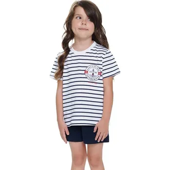 Dívčí pyžamo Dětské pyžamo Marine bílé s pruhy 122/128