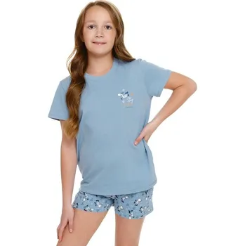 Dívčí pyžamo Dětské pyžamo Stay positive světle modré 122/128