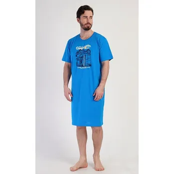 Pánská noční košile Pánská noční košile s krátkým rukávem California - modrá - M