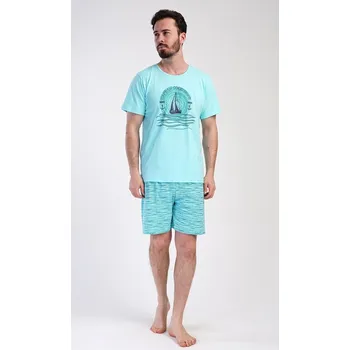 Pánské pyžamo Pánské pyžamo šortky Jachting - mentolová - XL