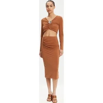 Dámská halenka ViCOLO Halenka UD0026 Hnědá Slim Fit M