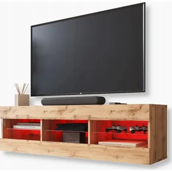 Televizní stolek Komodee Tivoli TV stolek 140 Dub Wotan Skleněné police RGB LED