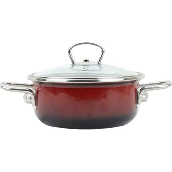 Hrnec BELIS Smaltovaný rendlík se skleněnou poklicí ø 20 cm - 2.3 l - PREMIUM OMBRÉ červený