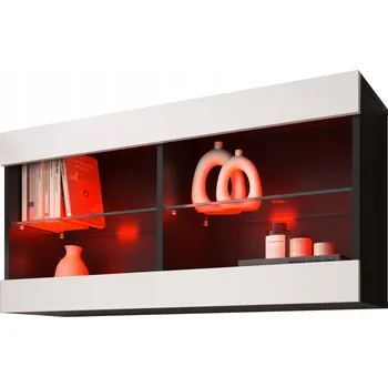 Knihovna Komodee Tivoli Závěsná Vitrína Horizontální Černo-Bílá RGB LED