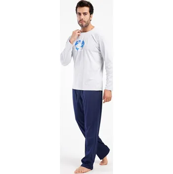 Pánské pyžamo Pánské pyžamo dlouhé Matěj - světle šedá - XXL