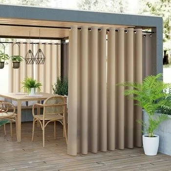 Příslušenství pro záclonu a závěs ZÁVĚS NA TERASU 140x220 CM HOTOVÁ S KOLEČKY, BÉŽOVÁ BARVA