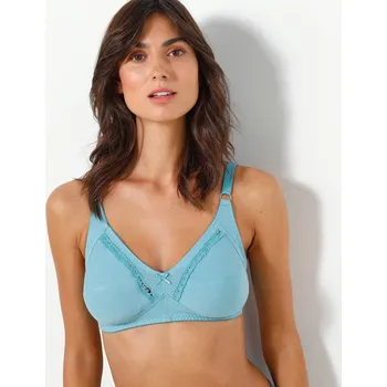 Podprsenka Sada 2 polovyztužených bavlněných podprsenek s ažurou, bez kostic modrá+levandulová 90C