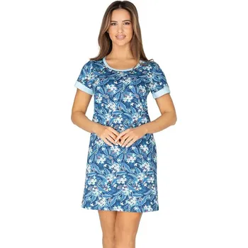 Dámská noční košile Dámská košilka Misty modrá s květy XL