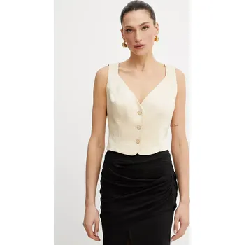 Dámská vesta Vesta Guess CAMILLE béžová barva, jednořadá, W5GH71 WH5F0 W5GH71.WH5F0 08X, vel. S