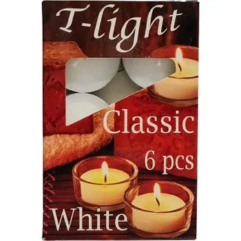 Svíčka Parafínová čajová svíčka CLASSIC Adpal 6 ks