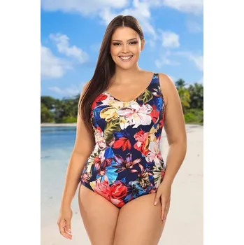 Dámské plavky Jednodílné plavky Lagos modré s květy zeštíhlující 85C