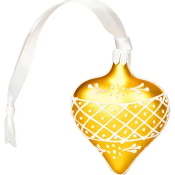 Vánoční ozdoba Koulier Srdíčko s mřížkou žluté, 1 ks