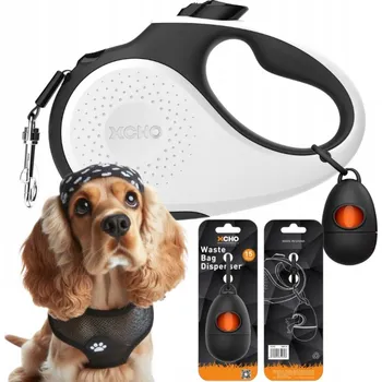 Vodítko pro psa VODÍTKO PRO PSA automatické PÁSKOVÉ navíjecí + ZÁSOBNÍK XCHO 5m do 25kg vel. M