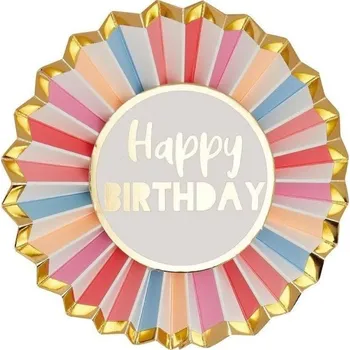 Party dekorace Wrimes Cosmetics Ltd. Odznak Happy Birthday rozetka 12cm