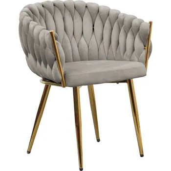 Jídelní židle Jídelní křeslo, šedohnědá Taupe Velvet látka/gold chrom zlatý, DEILA