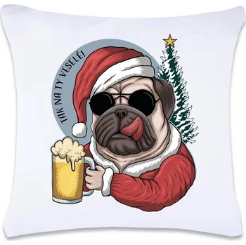 Dekorativní polštářek DOBRÝ TRIKO Polštář s potiskem 40 x 40 cm Pes s pivem Oboustranný tisk: NE