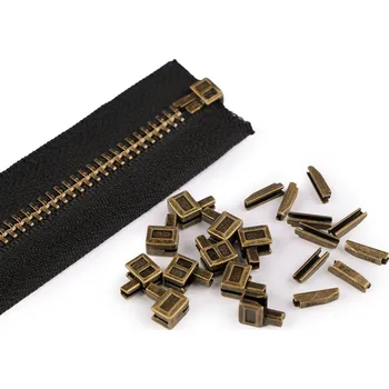 Zip Sada spodních koncovek na opravu spirálového a kovového zipu, malé, staromosaz