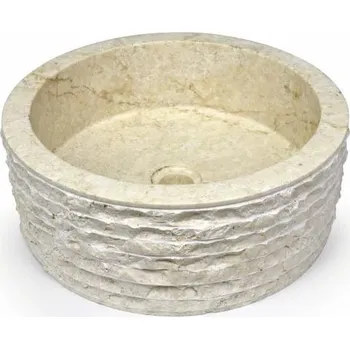 Umyvadlo Dekorativní mramorové kulaté umyvadlo do koupelny, na desku, průměr 46 cm