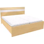 Dvoulůžko MIA s lamelovými rošty Varianta: Šířka 160 cm, Dekor: Javor, LED pásek v čele: s LED páskem