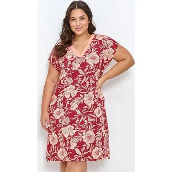 Dámská noční košile Dámská košilka Blossom červená pro plnoštíhlé 3XL