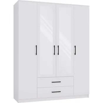 Šatní skříň Šatní skříň 160 cm se zrcadlem a šuplíky RAGNAR - bílá