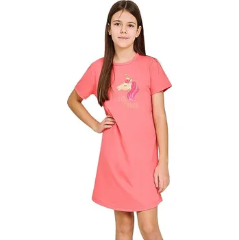 Dívčí noční košile Mila růžová s jednorožcem 152