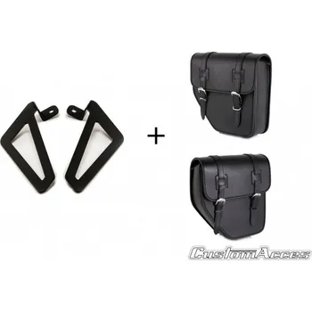 Zavazadlo na motocykl CUSTOMACCES Kožená sedlová brašna IBIZA API002N černý pár, s univerzální montáží