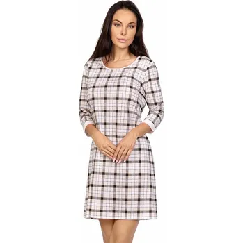 Dámská noční košile Noční košilka Lisa béžová s káro vzorem M