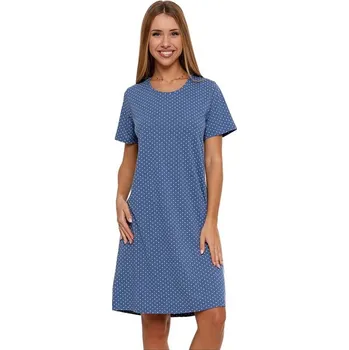 Dámská noční košile Dámská košilka Corina modrá s tečkami M