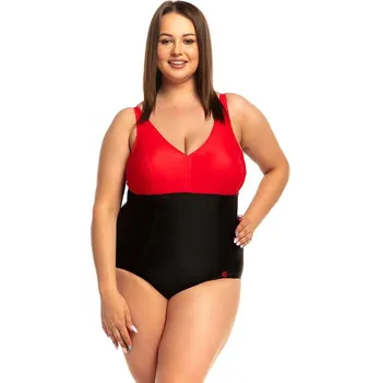 Dámské plavky Zeštíhlující plavky Lago II jednodílné černo-červené 3XL