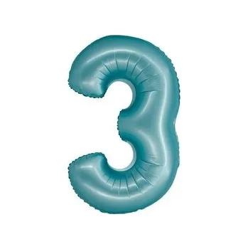 Balónek Balon foliowy Smart cyfra 3 niebieski matowy 76cm
