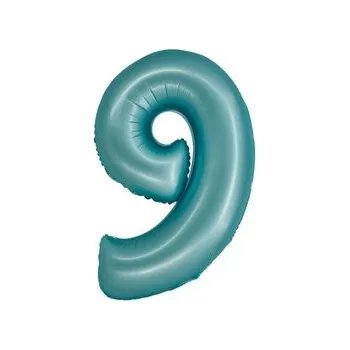 Balon foliowy Smart cyfra 9 niebieski matowy 76cm