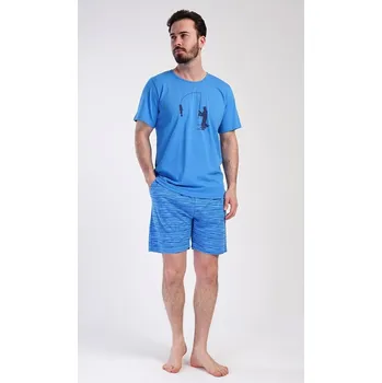 Pánské pyžamo Pánské pyžamo šortky Rybář - modrá - M