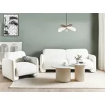 3místná pohovka bílá látka čalounění polyester široká záda područky retro styl obývací pokoj Beliani