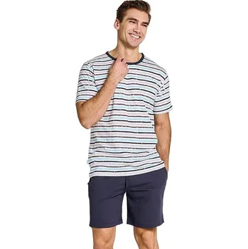 Pánské pyžamo Pánské pyžamo Ronnie tyrkysové proužky XL