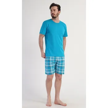 Pánské pyžamo Pánské pyžamo šortky Motocycle - tyrkysová - L