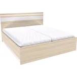 Dvoulůžko MIA s lamelovými rošty Varianta: Šířka 180 cm, Dekor: Akácie světlá, LED pásek v čele: s LED páskem