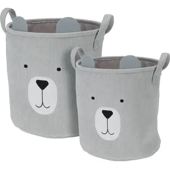 HOMESTYLING Dětský úložný koš na prádlo i hračky válec sada 2 ks šedá KO-HZ1993030seda