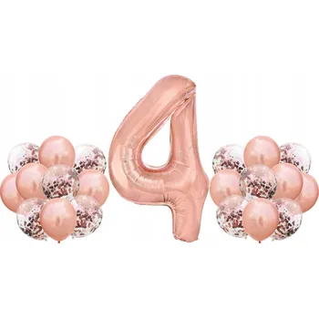 Balónek Sada RŮŽOVÉ ZLATO pro 4. NAROZENINY 100cm ROSE GOLD