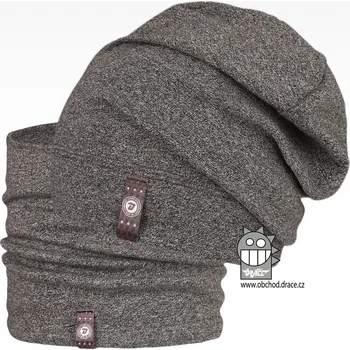 Čepice Set spadlé bavlněné čepice a nákrčníku Alan - vzor 16 - středně šedá 50 - 52