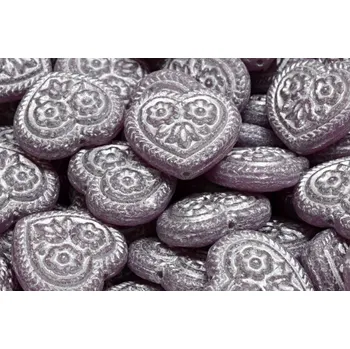 Korálek Korálky Srdíčka s květy č.5351 (17x17mm)