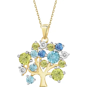 Přívěsek Zlatý přívěsek s diamanty, peridoty, topazy - ryzost 585 - 110.862