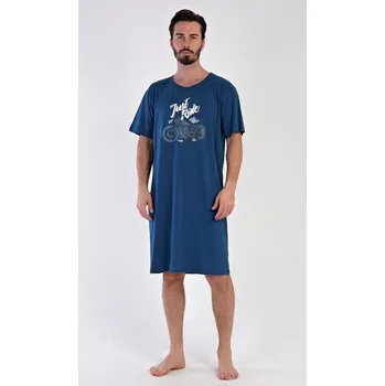 Pánská noční košile Pánská noční košile s krátkým rukávem Samuel - petrolejová - M