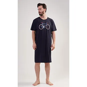 Pánská noční košile Pánská noční košile s krátkým rukávem Bike - tmavě modrá - S