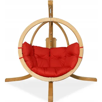 Závěsné zahradní křeslo houpací kokon červené se stojanem KONSIMO HIGLO