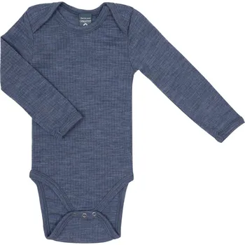 Kojenecký body Merino body dětské dlouhý rukáv modré denim melange Smallstuff Velikost: 74